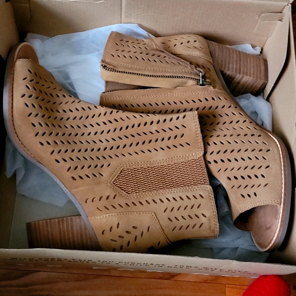 Peep toe shoe boots